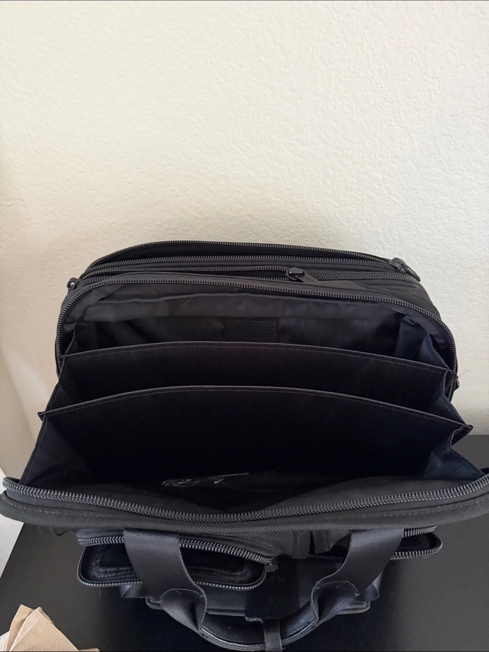 Tumi Alpha Classic Organizer Black Nylon Laptop Briefcase with Shoulder Strap